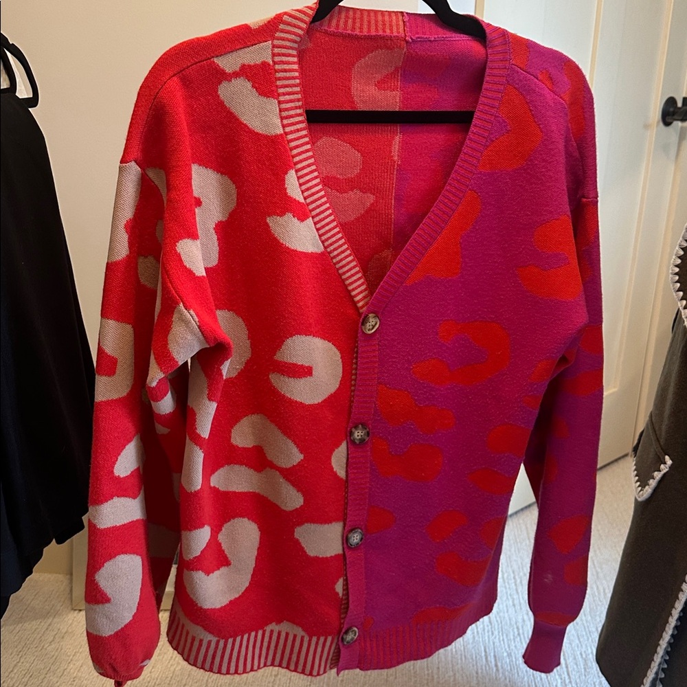 Bright animal print cardigan